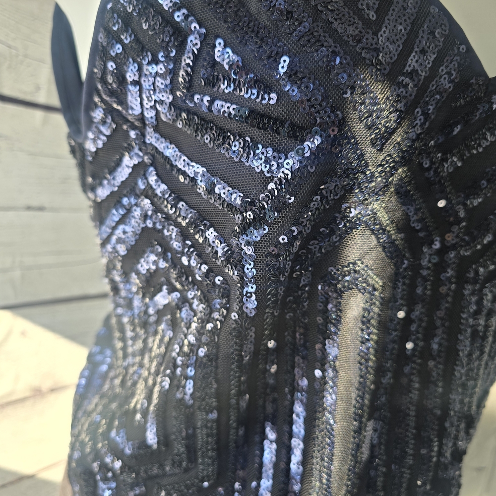 Forever 21 Navy Sequin Crop Top Small Adjustable Strappy